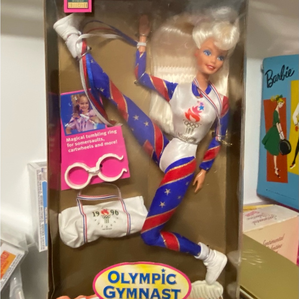 1996 Olympics Gymnast Barbie Doll W Tumbling Ring & Tote Atlanta Vintage NRFB